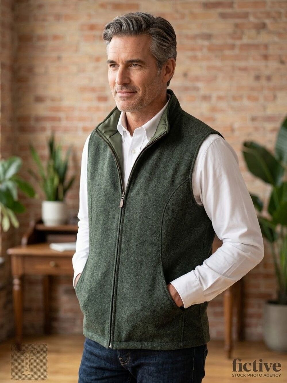 Emerald Isle Weaving Vest Mens 50 Green Zip Front Wool Blend Waistcoat Heritage